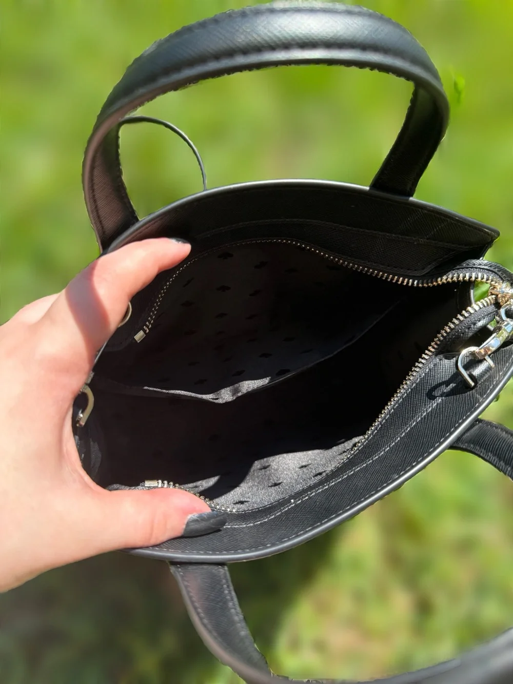 kate spade Black Tinsel Glitter Fabric Satchel and Wallet Set